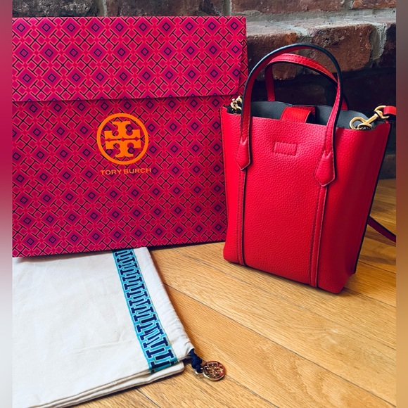 **SOLD** Tory Burch Red Perry Mini Tote Crossbody - Picture 2 of 14